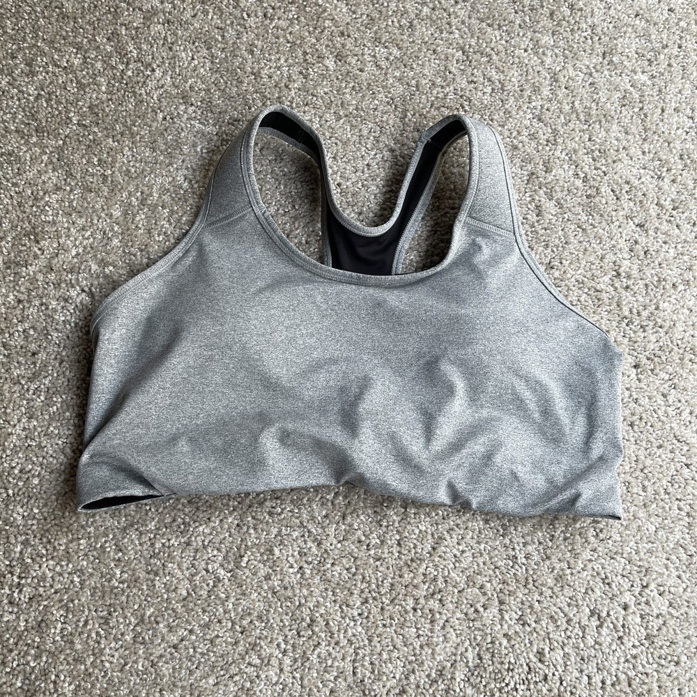 Avia Sports Bra Womens 2XL Gray Racerback Pullover Wireless Yoga Gym Top Workout